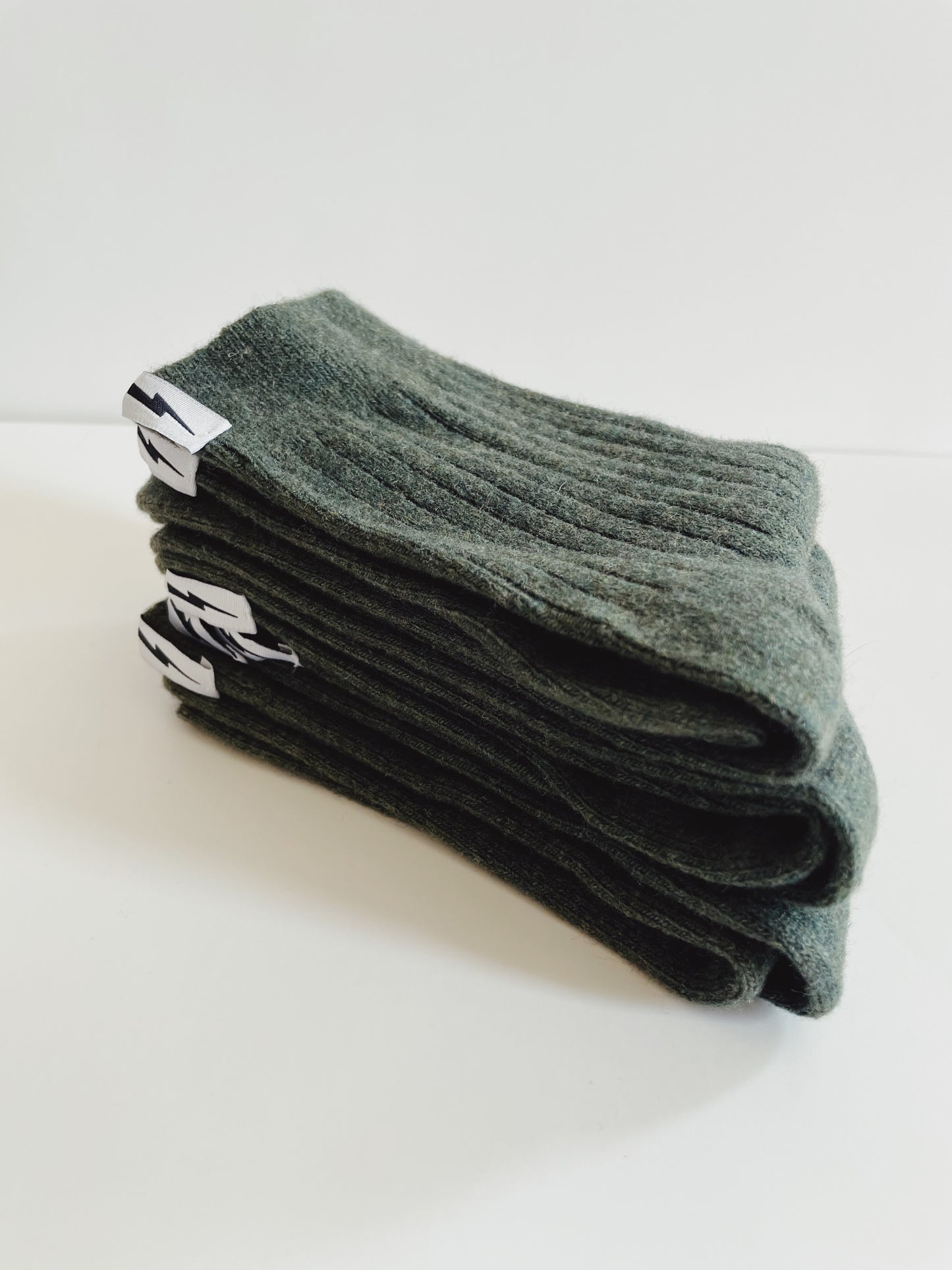 Chunky Knit Merino Wool Socks - Olive