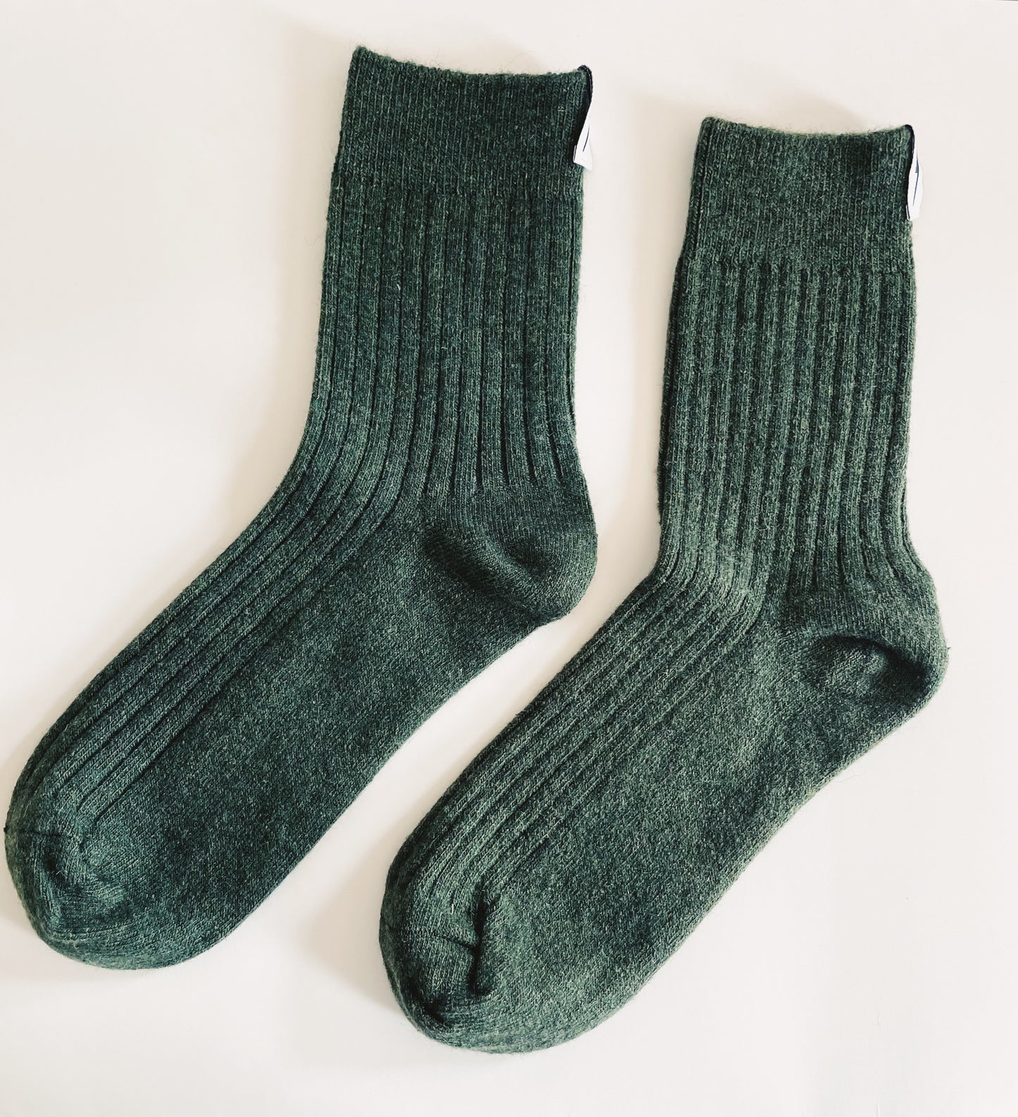 Chunky Knit Merino Wool Socks - Olive