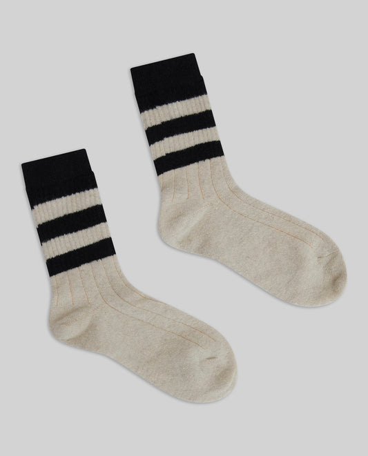 Striped Chunky Knit Socks - Black & Cream